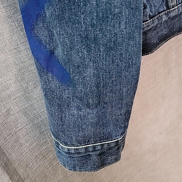 Tommy Hilfiger VTG 2003 Custom Graphics Flames Lost Cities denim jacket men's XL - Picture 5 of 10